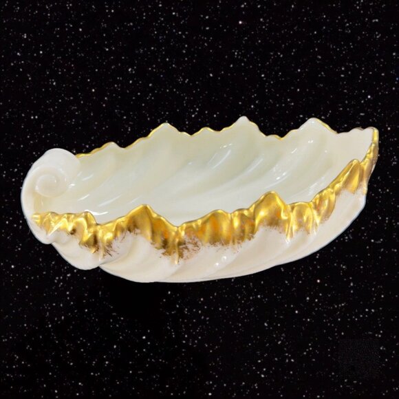 Vintage Lenox Porcelain Shell Trinket Dish Bowl Gold Edges Old Mark USA 91 86 - Picture 5 of 16